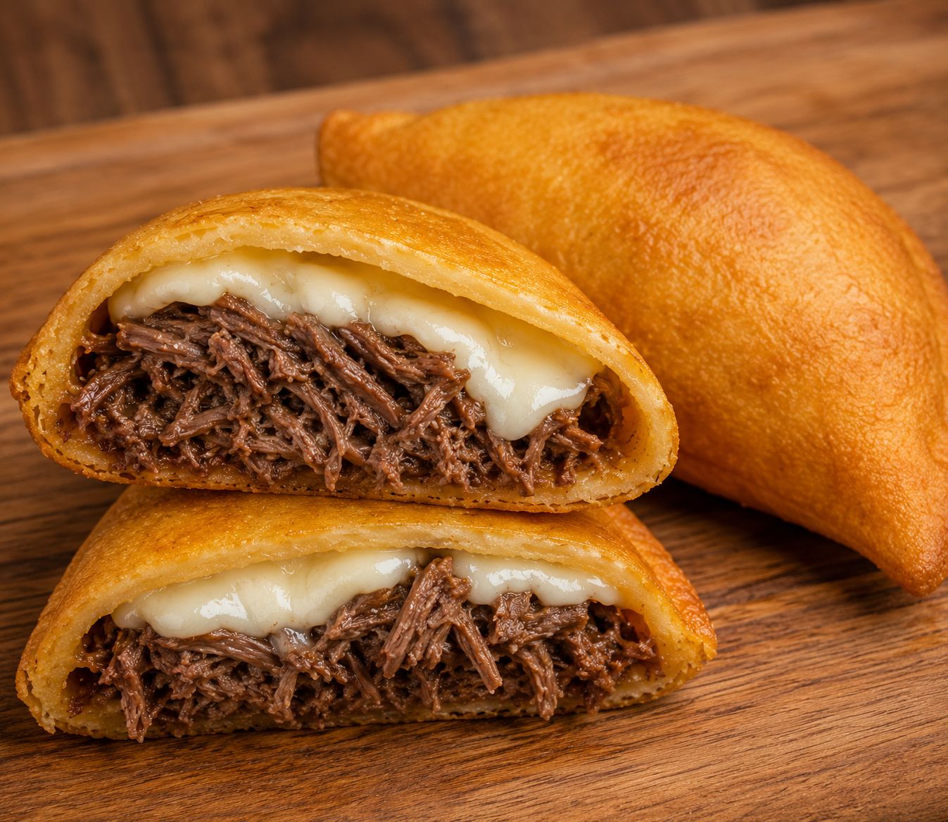 Pelúa de Caracas Burgers — Carne deshebrada y queso amarillo.